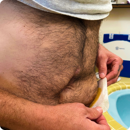 a close-up of a man's stomach