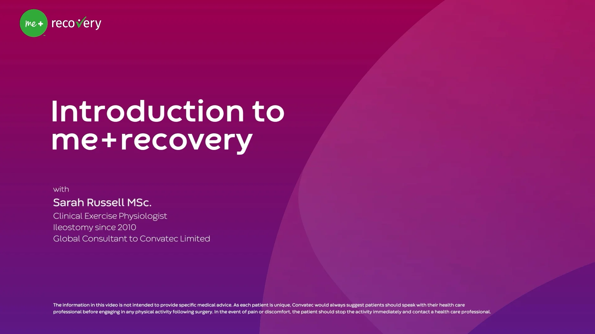 A video about introduction to me+recovery program by Sarah Russell for patients.