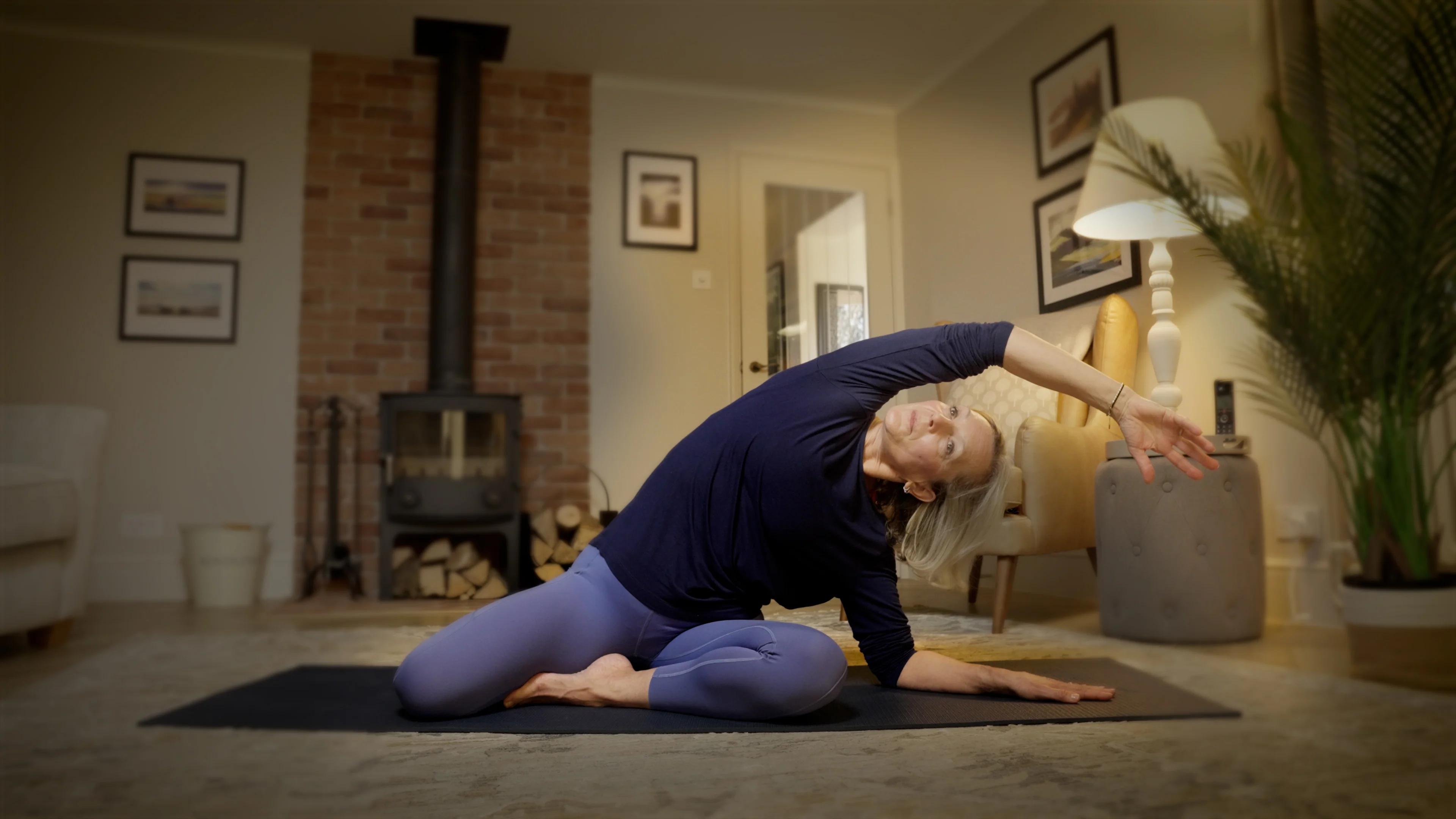 a person doing yoga in a room