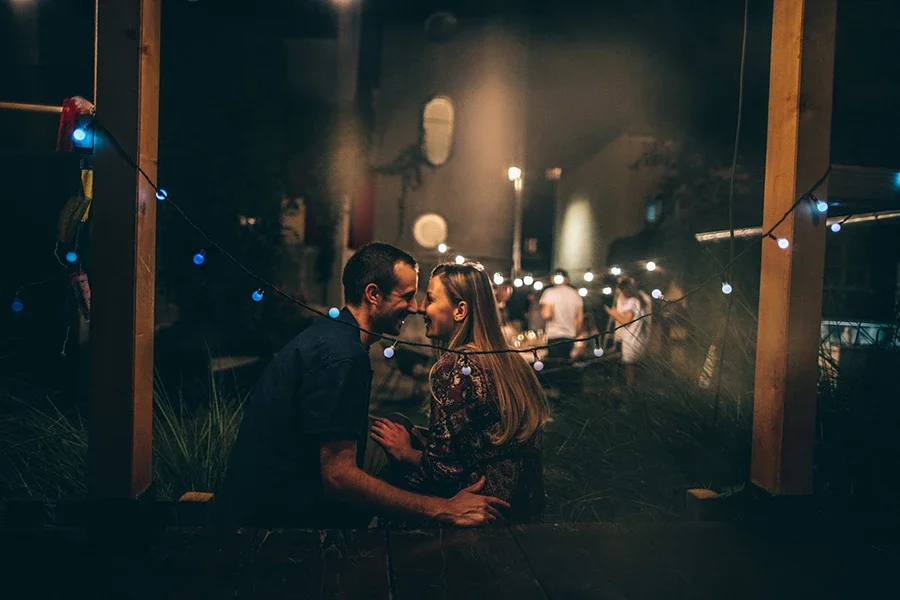 A couple expressing their love and affection for each other.