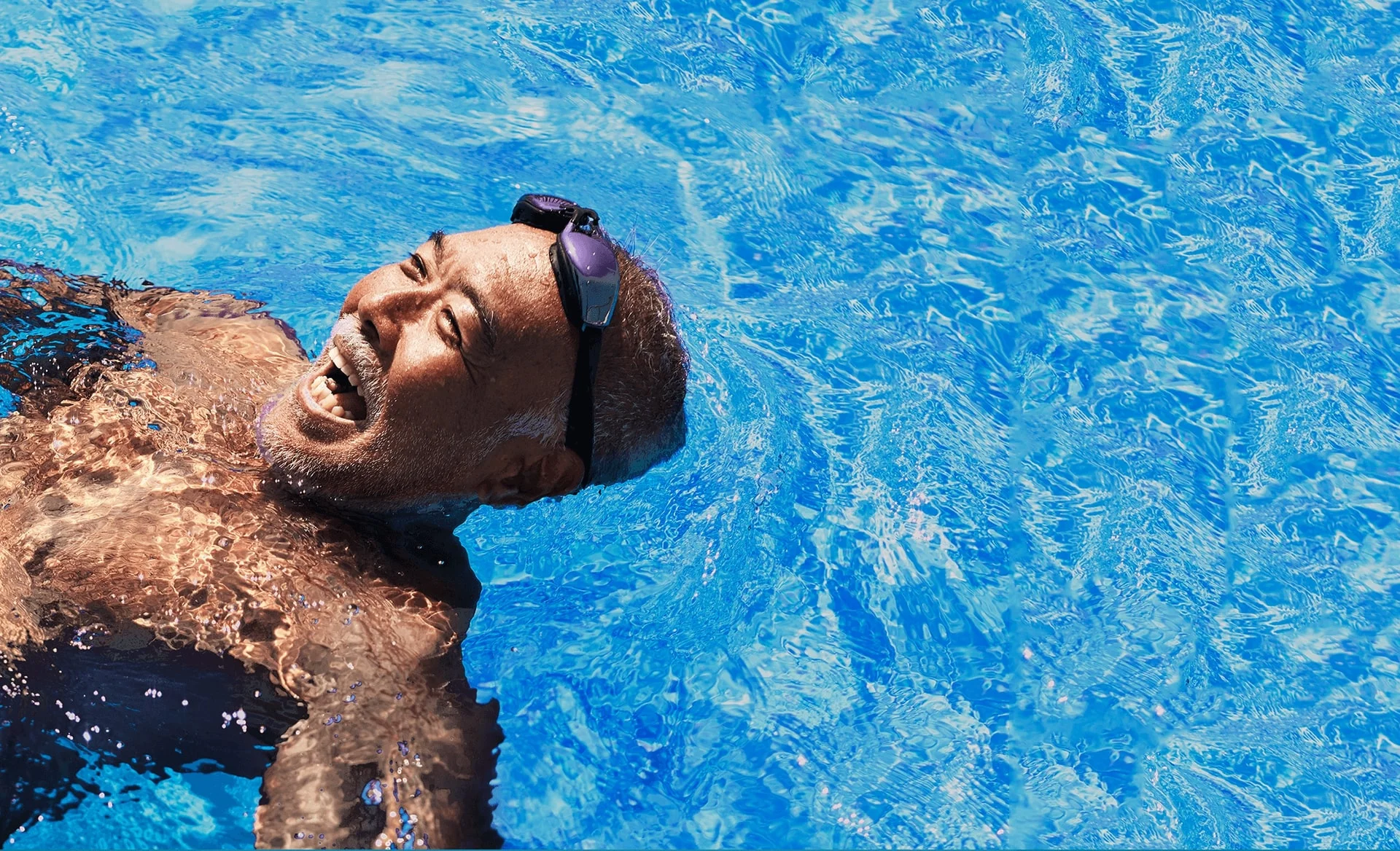 游泳池裡的男人