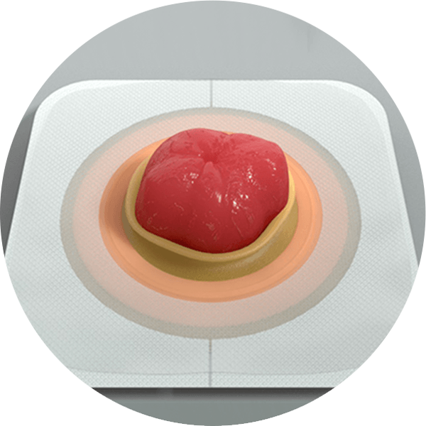 Et nærbilde av en fotplate